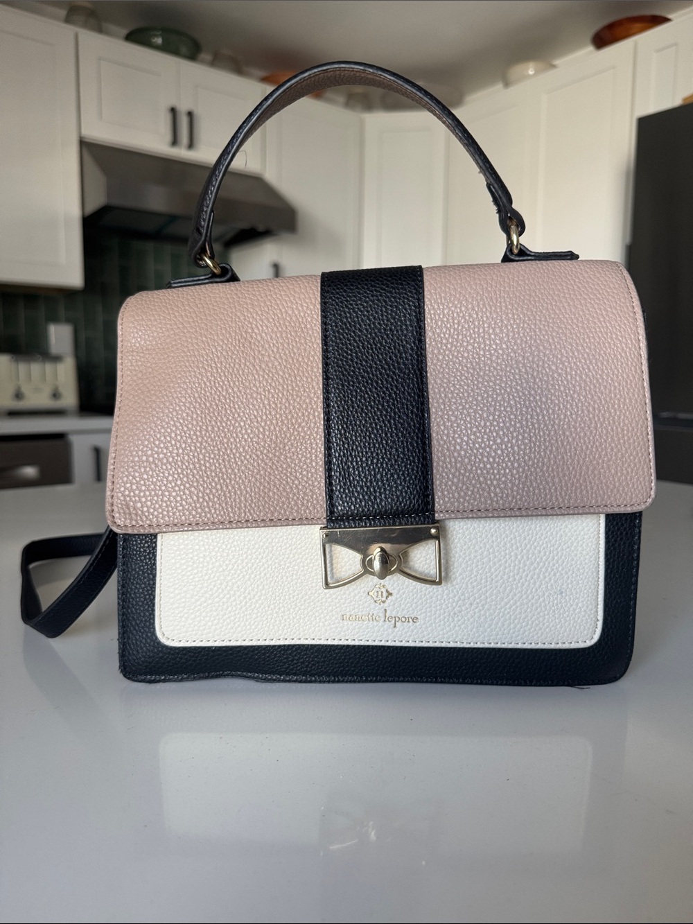 Nanette Lepore - Taupe, White, & Black Top-Shoulder Bag